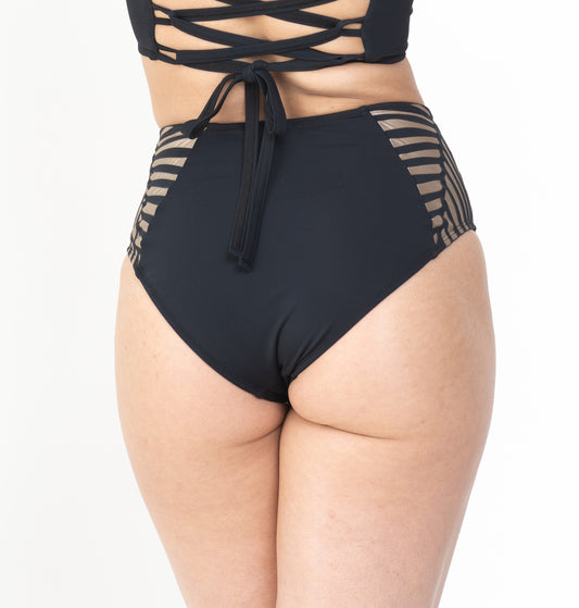 Suzette Cheeky High Waisted Bottom Black