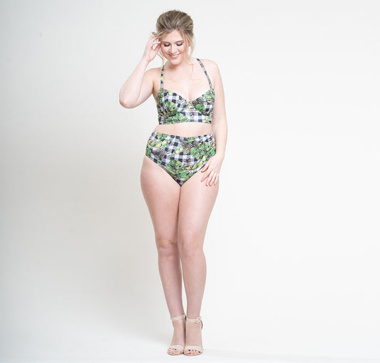 Suzette Laced Back Top Tropical Gingham