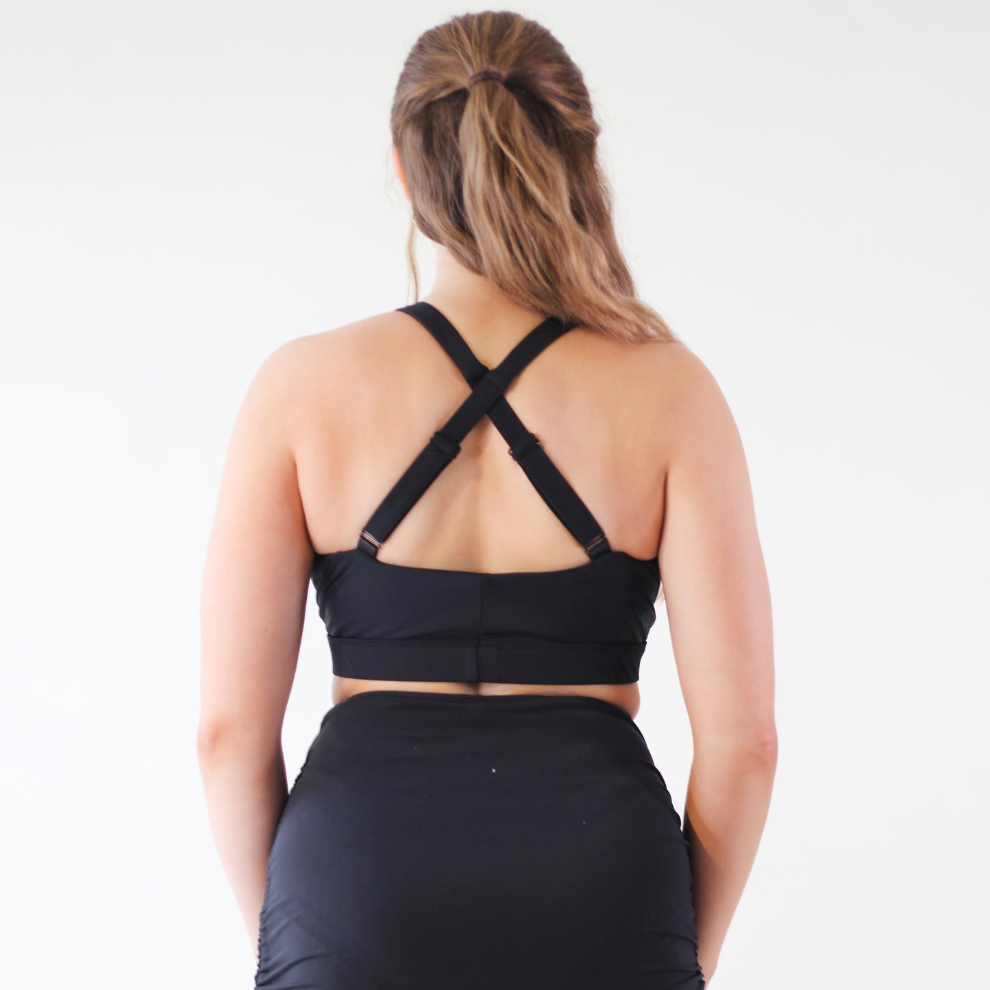 Ellanora Cross Front Halter Top Black